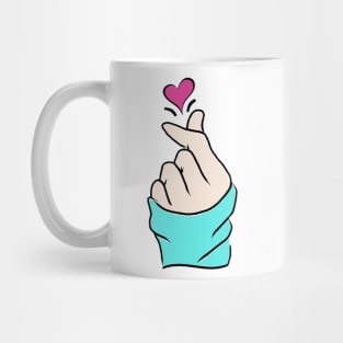 Cute Heart Aqua Blue Green Pink Korean Love Finger Snap Gifts Mug